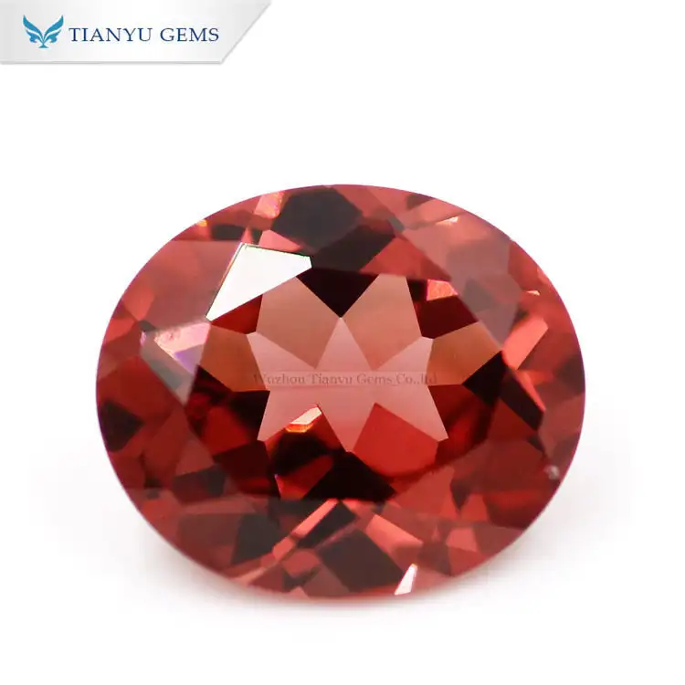 #B-249 Rubelite Medium Synthetic Gemstone Red Oval Cut Nanosital 1