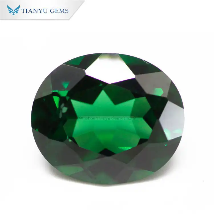 Oval Cut #A-2092 Demantoid Green Synthetic Gemstone Nanosital 1