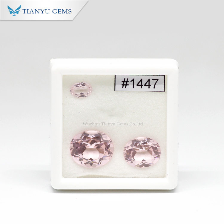 Big Size Emerald Cut #1447 Light Pink Nanosital Synthetic Gemstone 9