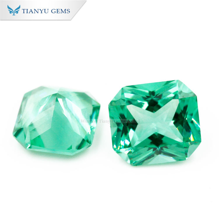 #A785 Light Emerald Green Square Cut Nanosital Synthetic Gemstone 9