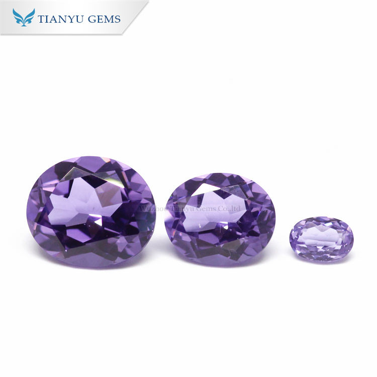 #131 Lavender Oval Cut Nanosital Synthetic Gemstone 9