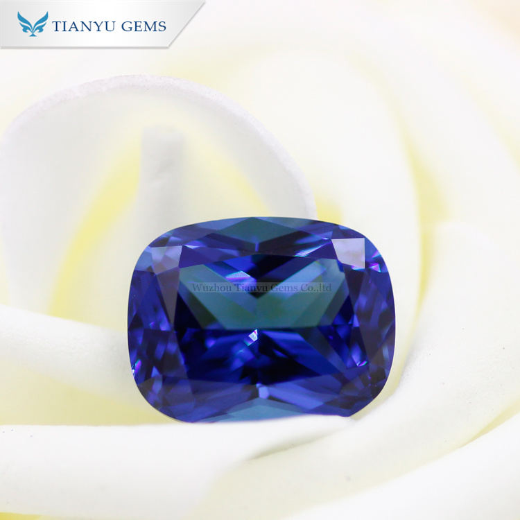 #472 Light Sapphire Blue Elongated Cushion Cut Synthetic Gemstone Nanosital 9