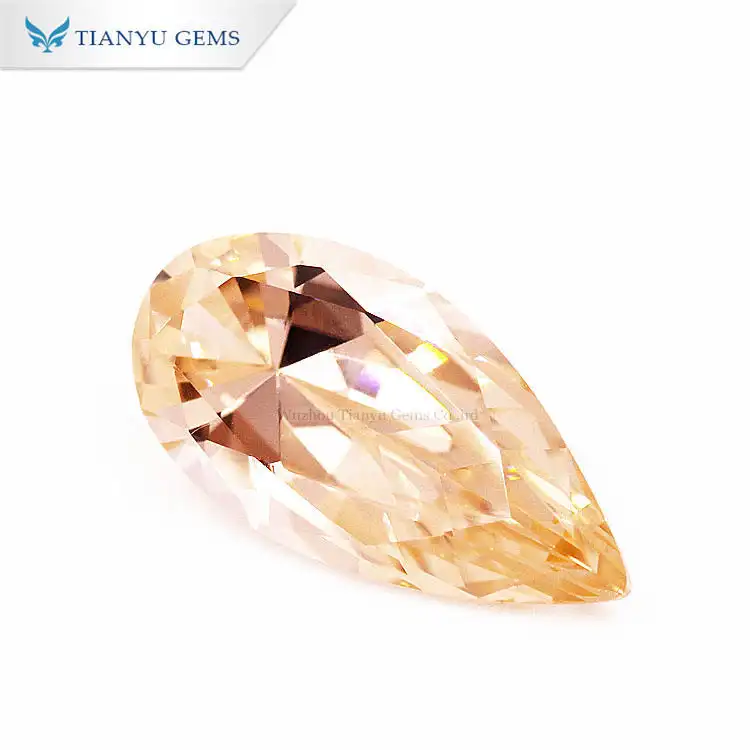 #777 Peach Morganite  Long Pear Cut Synthetic Gemstone Nanosital 1