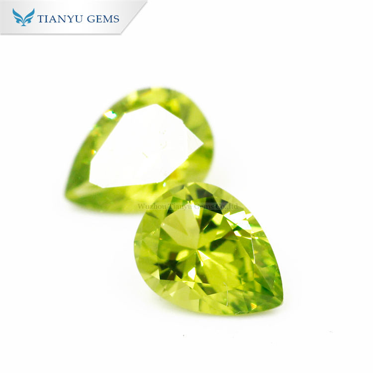 #172 Peridot Green Pear Brilliant Cut Synthetic Gemstone Nanosital 8