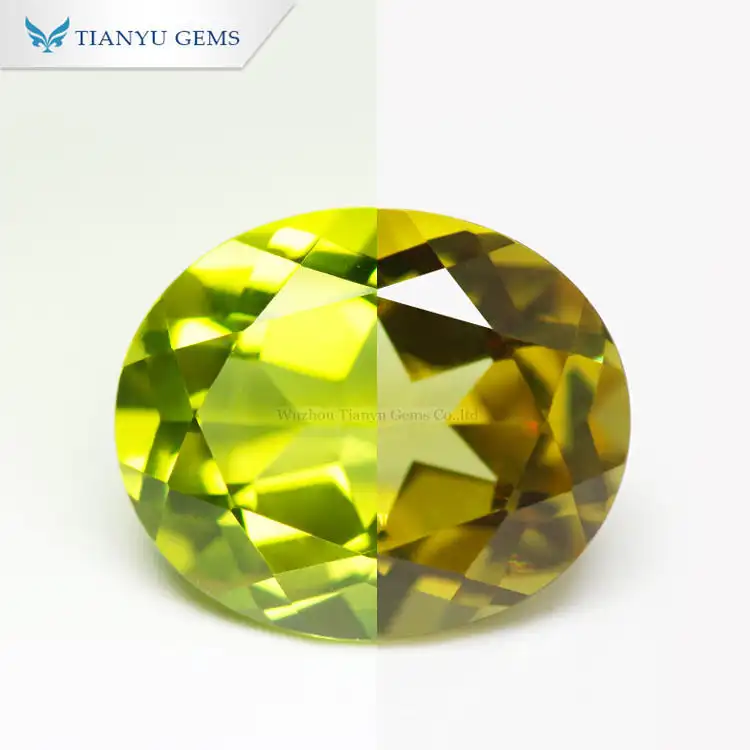 #139 Yellow Green Color Change Synthetic Gemstone Nanosital 1