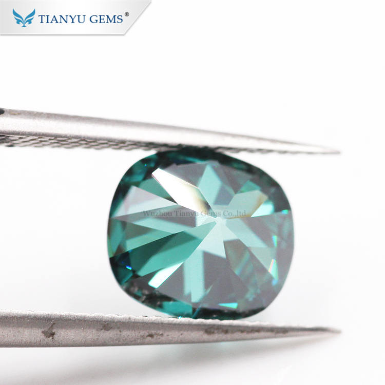 Customized Old Mine Cut Blue Green Moissanite Diamond 7