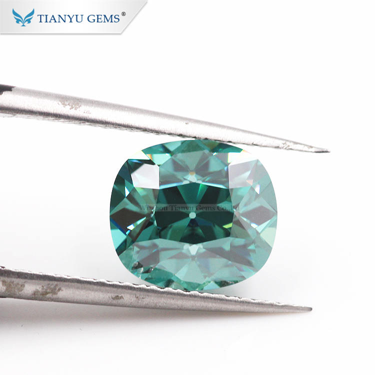 Customized Old Mine Cut Blue Green Moissanite Diamond 6