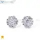 White Gold Flower Shape Lab Diamond Earrings 1