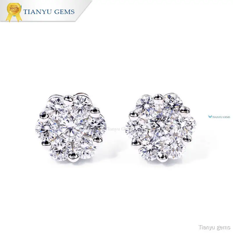 Flower-Shaped Lab Diamond Earrings for Women 1