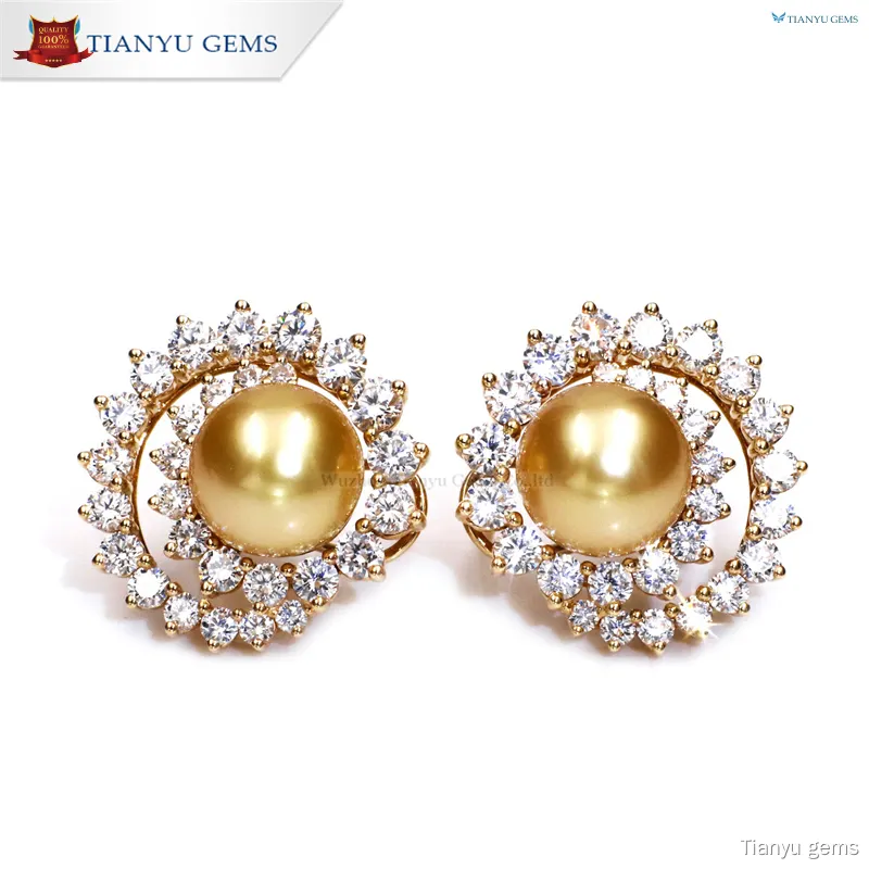 Golden Pearl Stud Earrings - Perfect for Pearl Bridal Earrings 1