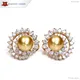 Golden Pearl Stud Earrings - Perfect for Pearl Bridal Earrings 1