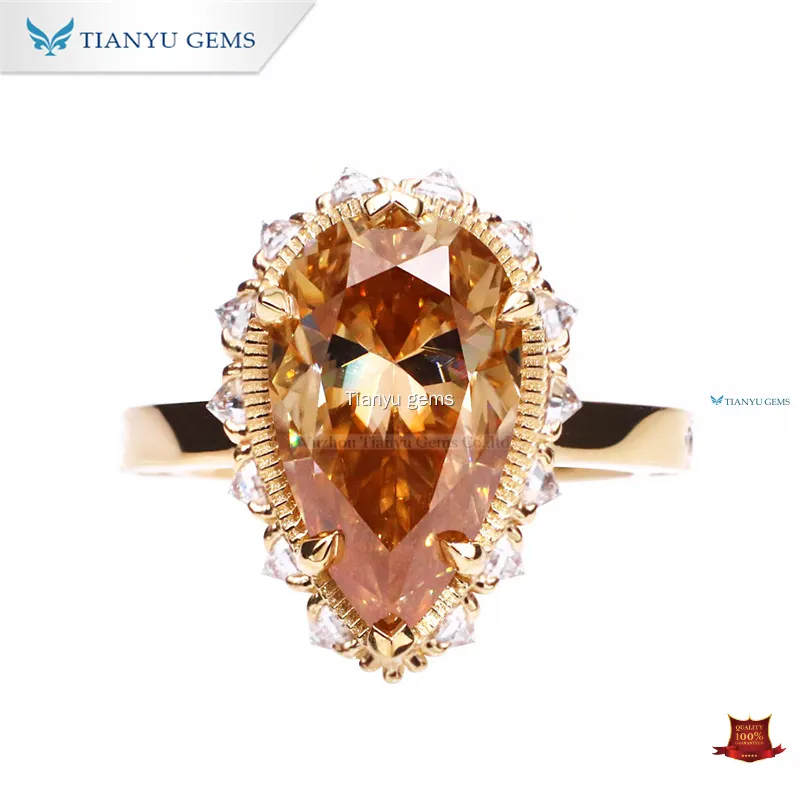 Champagne Moissanite Diamond Ring - Elegant & Versatile 1