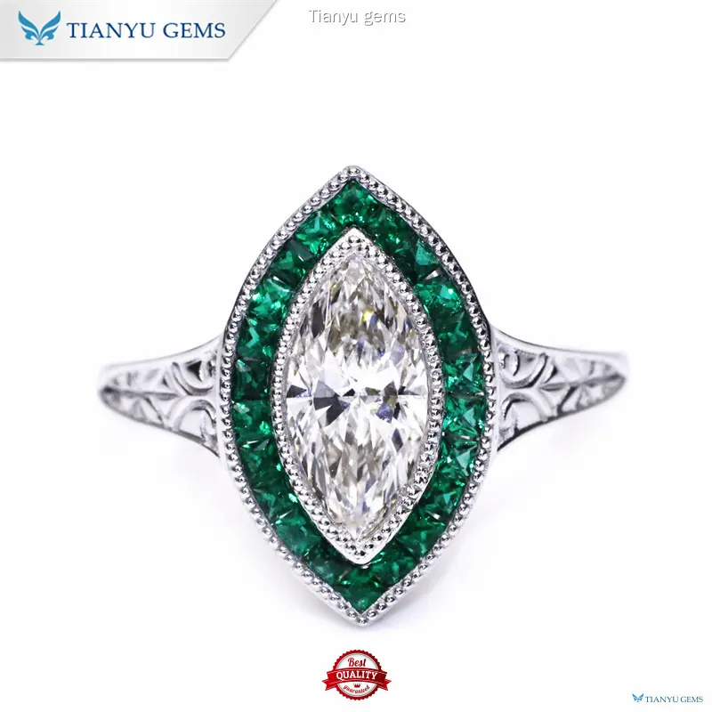 Marquise Lab Diamond White Gold Ring - Timeless Elegance 1