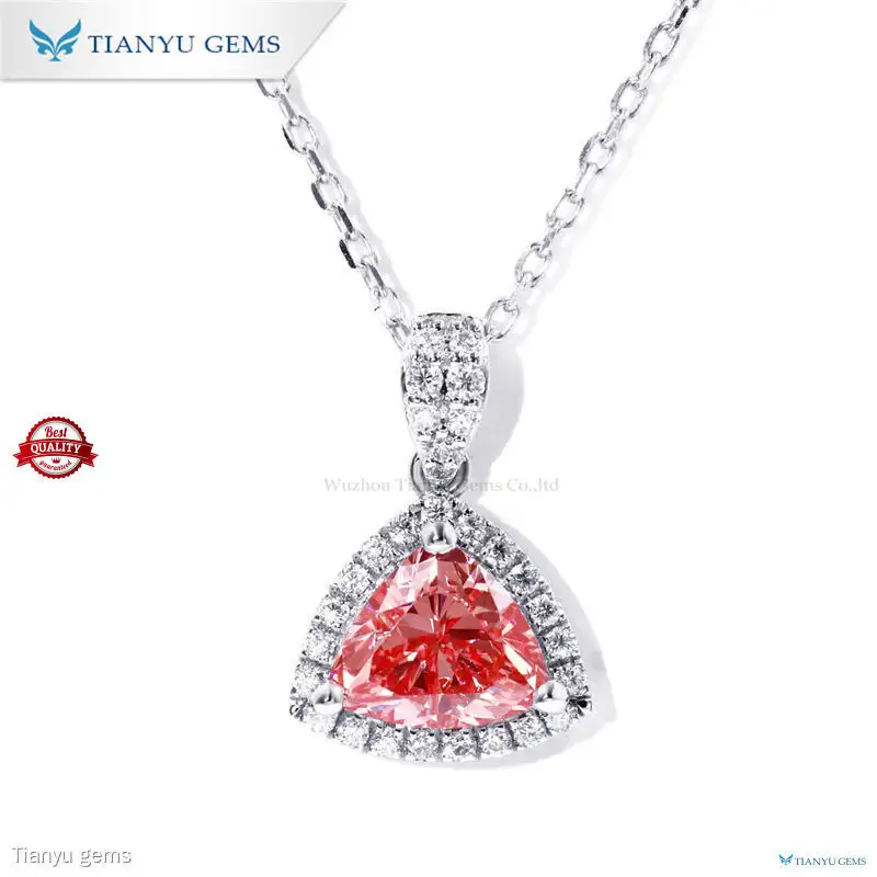 Pink Lab Diamond Necklace - Fancy Intense Pink, 1.0 Carat 1