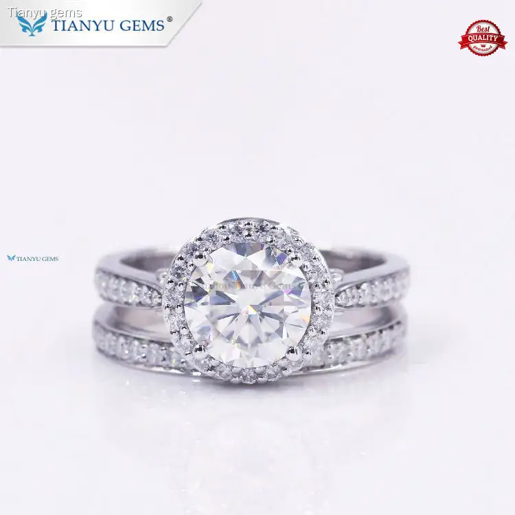 18K White Gold 1.5ct Moissanite Women Bridal Ring Set 1