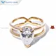 14K Yellow Gold Pear Solitaire Moissanite Ring - Simple, Fashionable, and Versatile 1