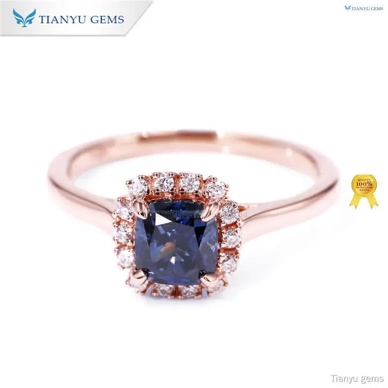 1 Carat Fancy Dark Blue Lab Diamond Ring with Moissanite Surround 1
