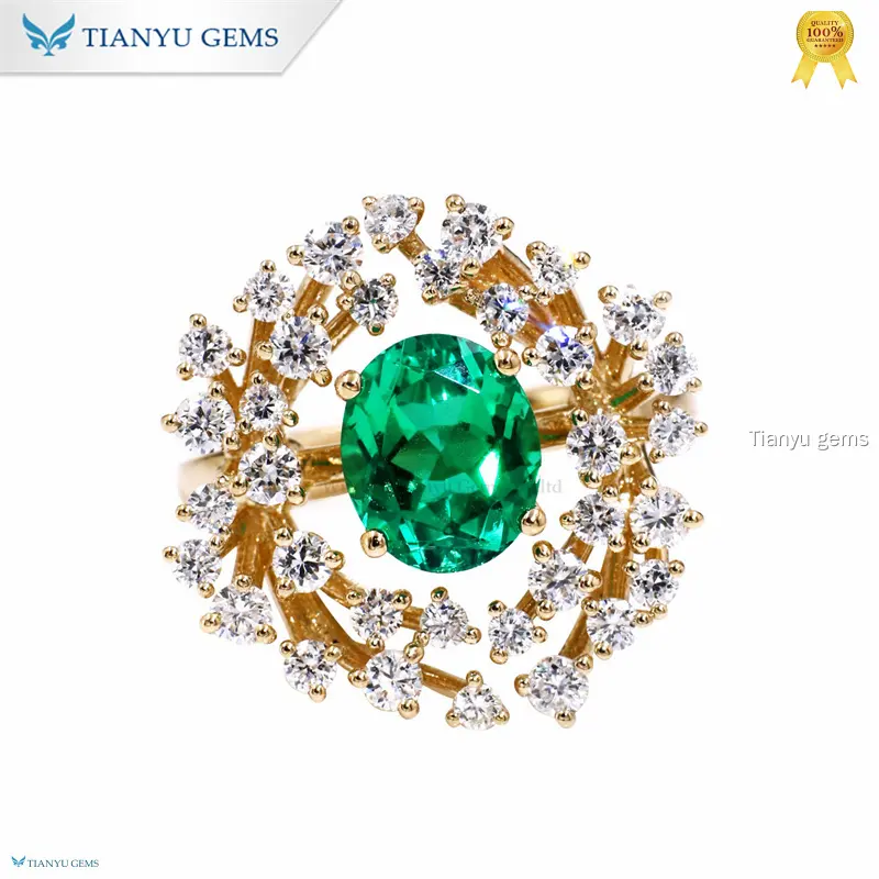 Emerald Wreath Ring with Lab Diamonds - Vintage Luxury 1