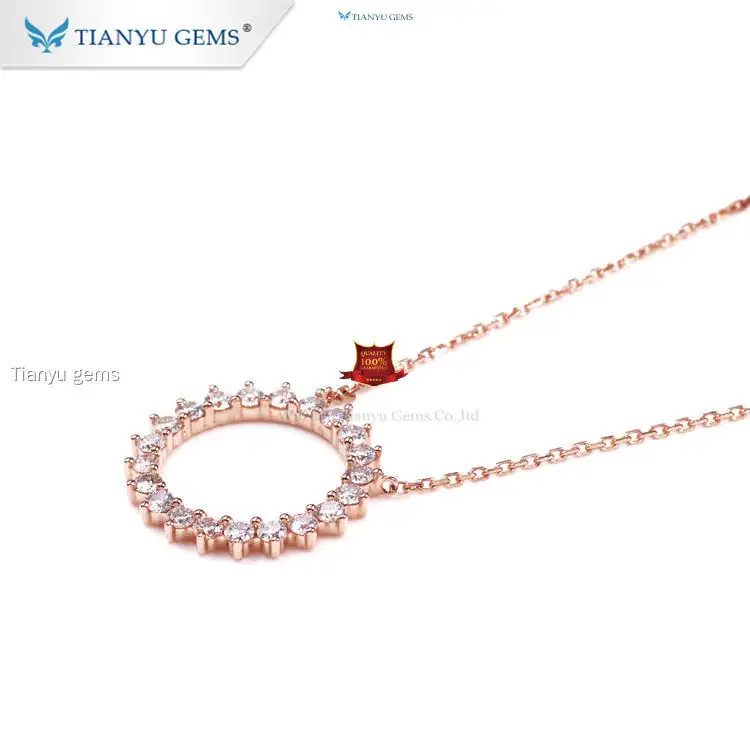 14k Rose Gold Diamond Necklace - Lab Grown Moissanite Engagement Pendant 1