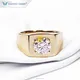 14K Yellow Gold Hearts&amp;Arrows Moissanite Ring - Classic Style 1
