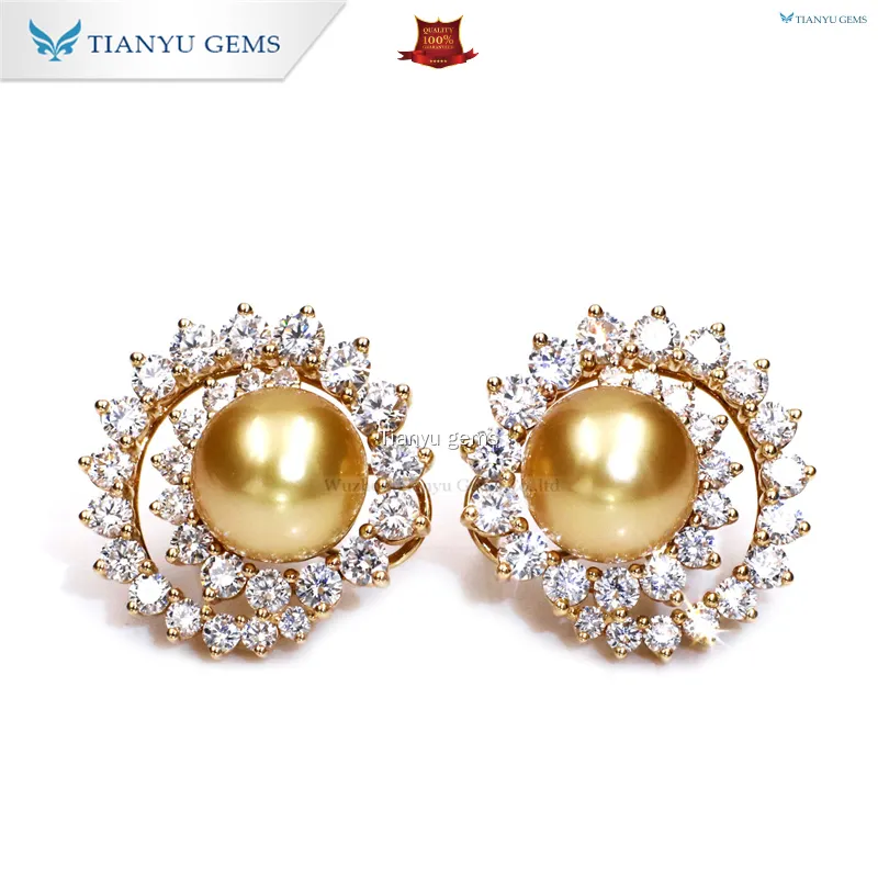 Golden Pearl Stud Earrings - Versatile Style, High-Quality Halo Color 1
