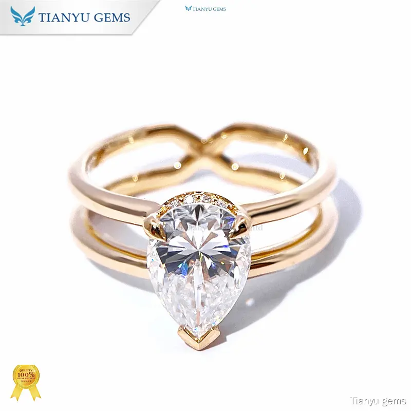 Moissanite Pear Solitaire Ring - Unique Cut & Versatile Style 1