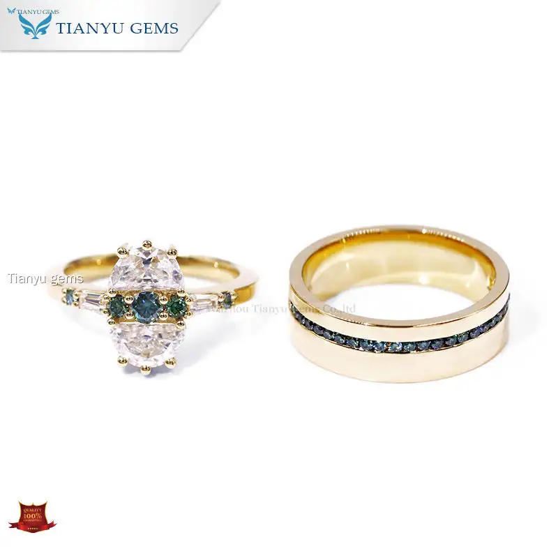 18K Yellow Gold Half Moon Couple Rings 1