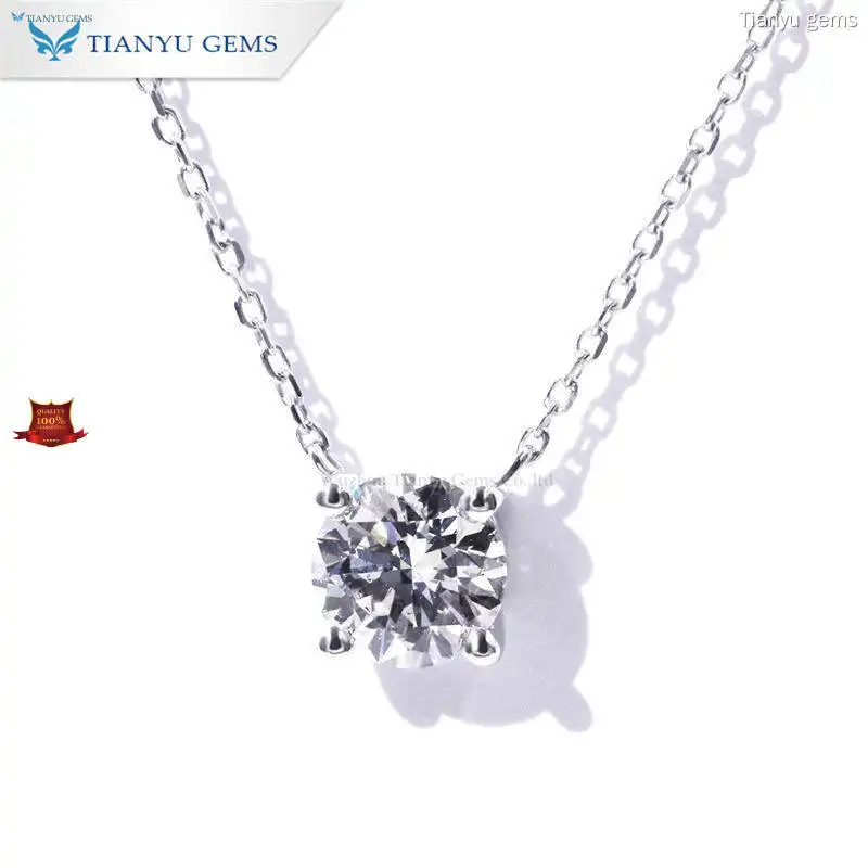 White Gold Lab Diamond Pendant Necklace 1