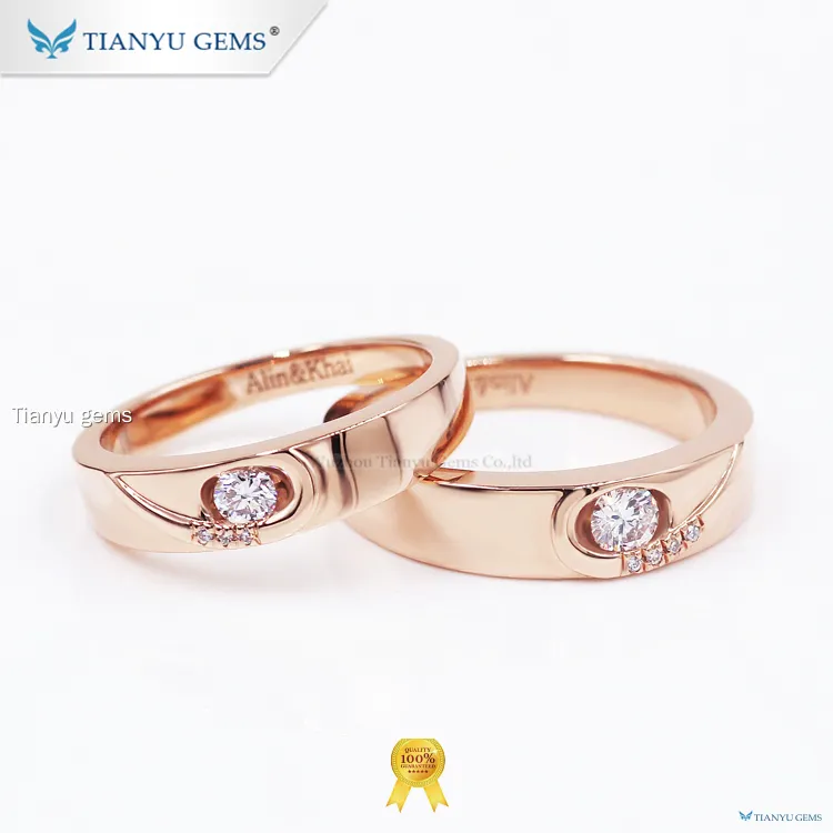 18K Rose Gold Couple Rings with Diamond - Symbolize Your Love 1
