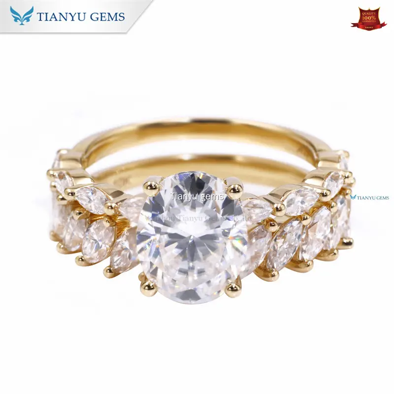 Oval Cut Yellow Gold Wedding Ring Set: Ideal Pick for Couples 1