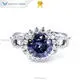 Lab Grown Diamond Ring with Dark Blue Moissanite Surround 1