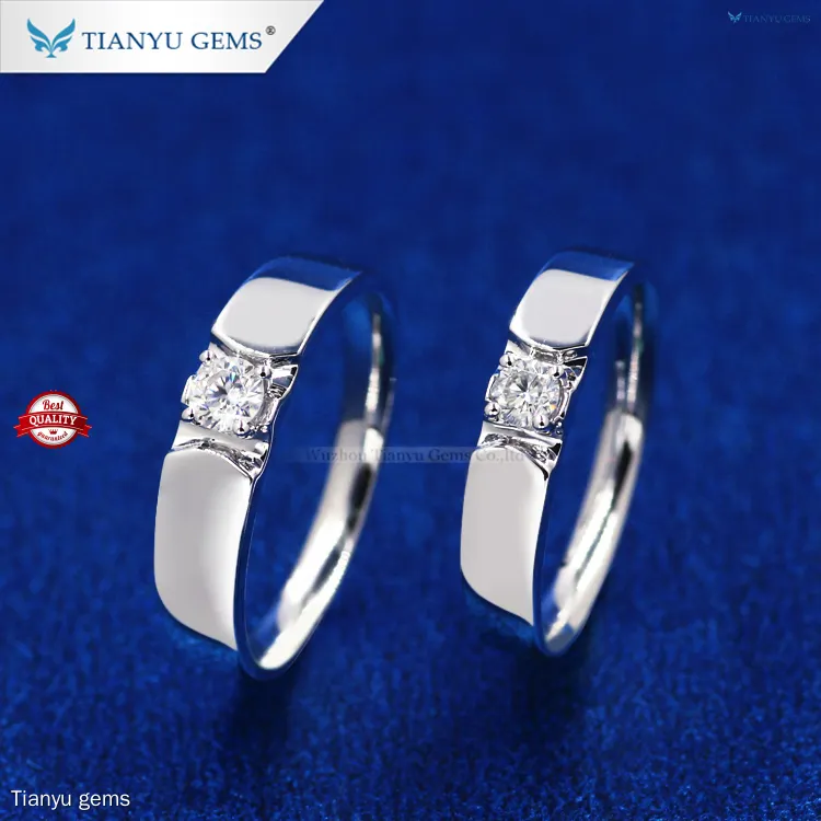 18K White Gold Moissanite Diamond Couple Ring 1