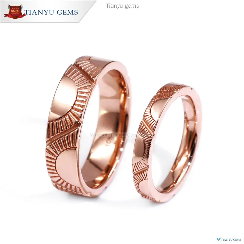 18K Rose Gold Engraved Couple Rings - Best Custom Jewelry 1