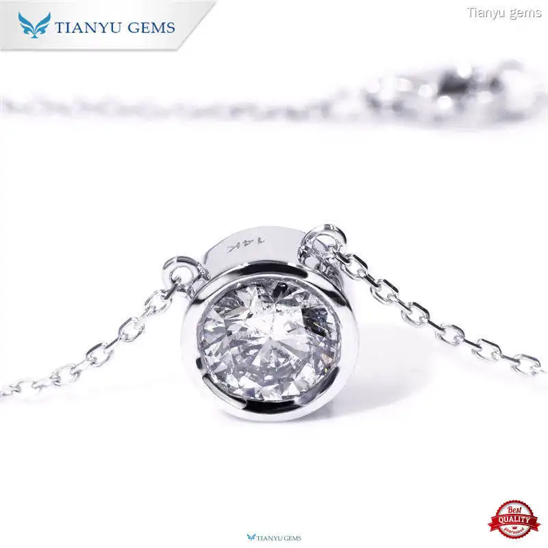 Simple Life Style Round Pendant with Lab Created Diamond Necklace 1