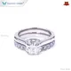 18K White Gold Asscher Cut Moissanite Ring Set 1