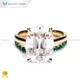 Radiant Moissanite & Emerald Bridal Set 1