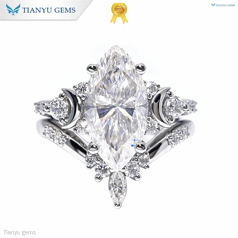Marquise Moissanite Diamond Wedding Set 1