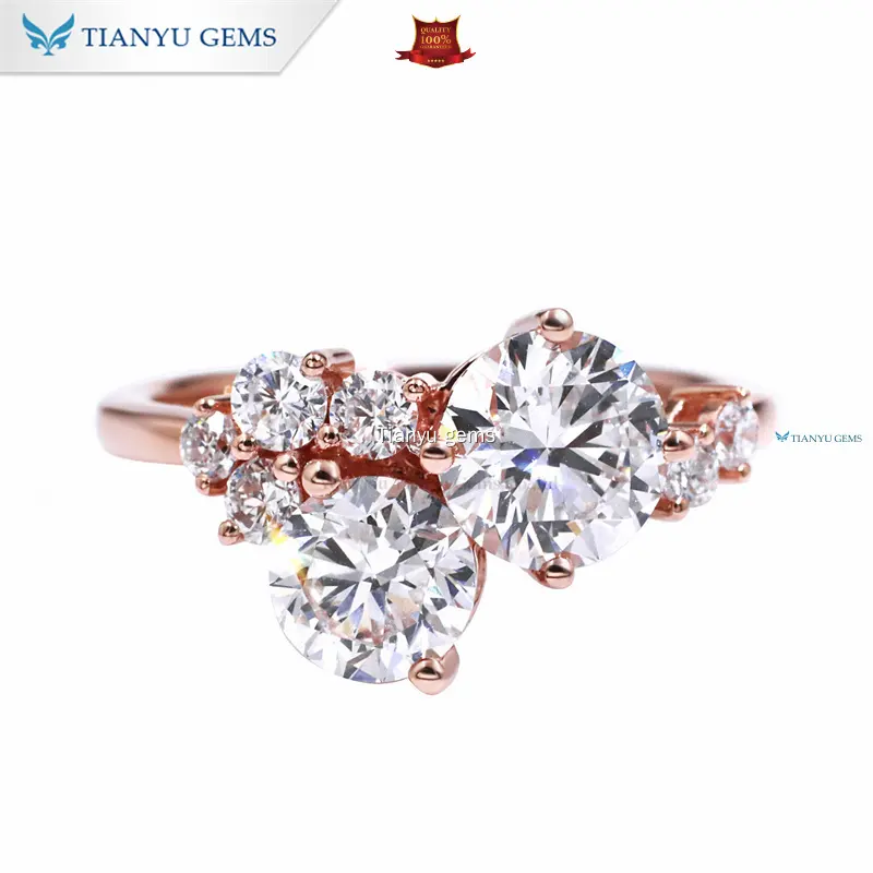 Rose Gold Cluster Ring with Side Diamonds - Affordable Luxury 1