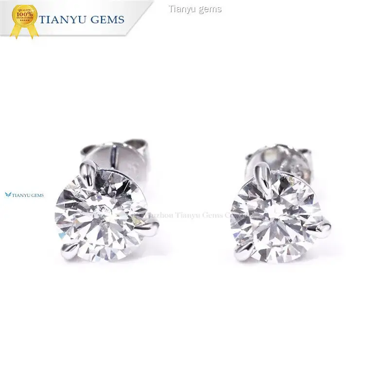 Custom lab grown diamond earrings Company Manufacturer | Tianyu gems 1