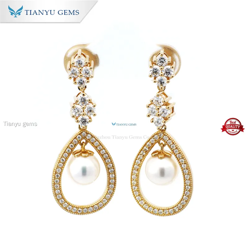 Custom white pearl earrings Manufacturers | Tianyu gems 1