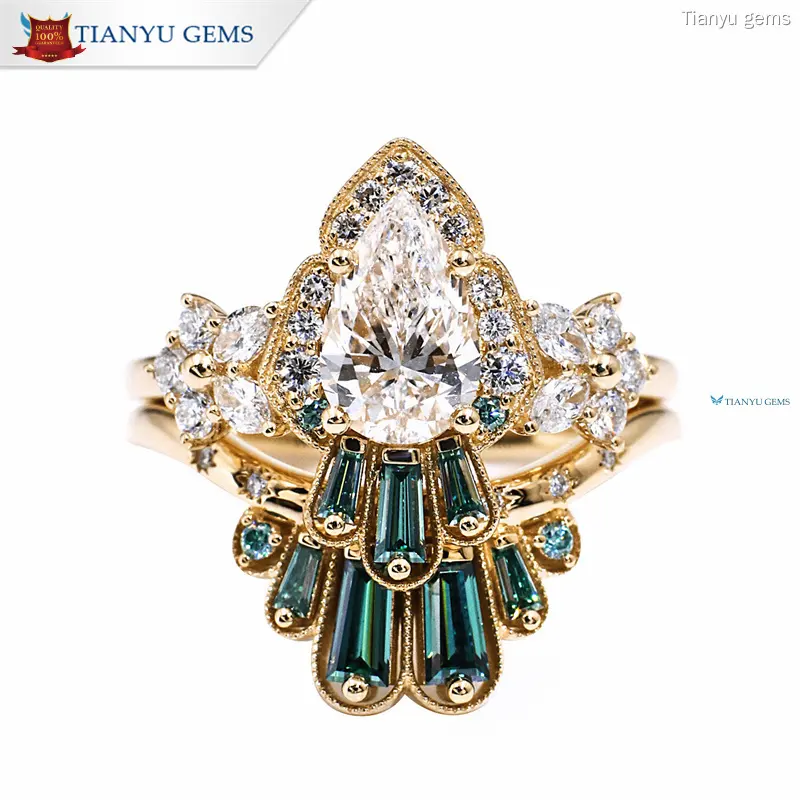 High-quality emerald engagement ring set Company | Tianyu gems 1
