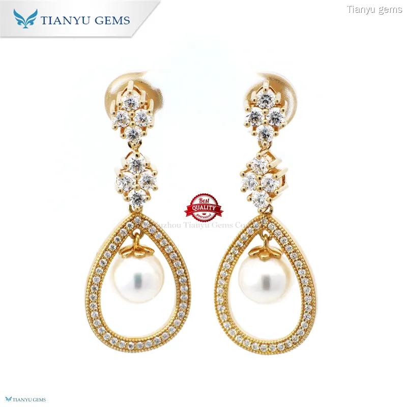 Custom white pearl earrings Company Manufacturer | Tianyu gems 1