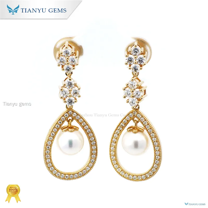 Custom pearl and diamond earrings Manufacturers | Tianyu gems 1