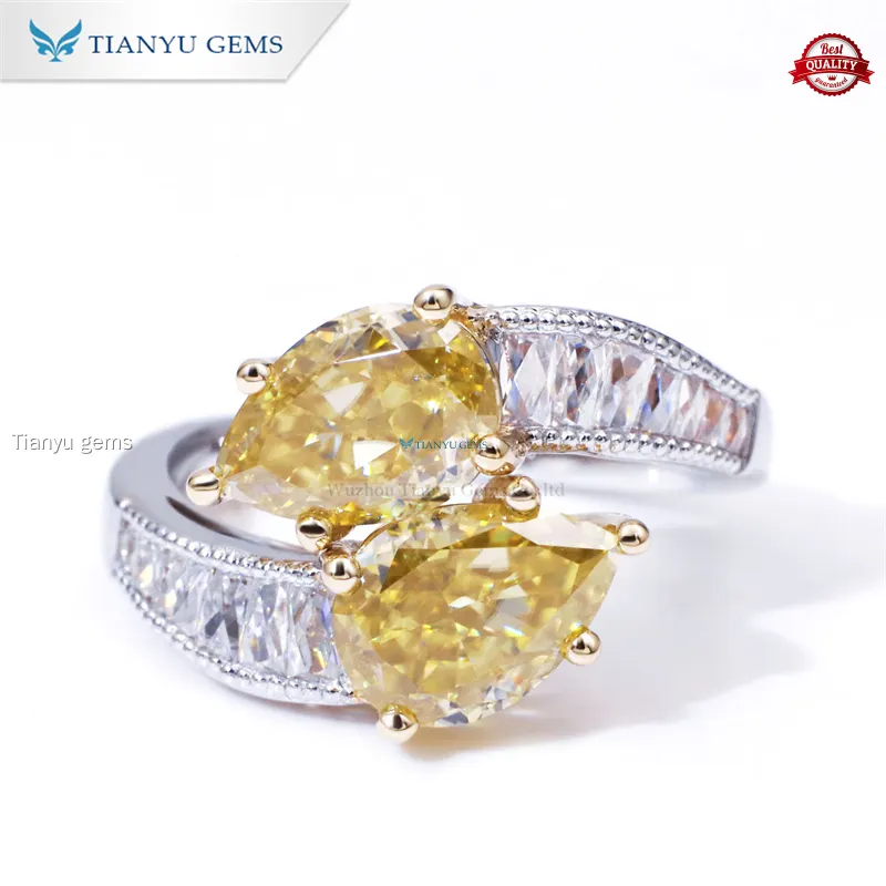 Tianyu gems | High-quality pear engagement ring with wedding band Supply 1