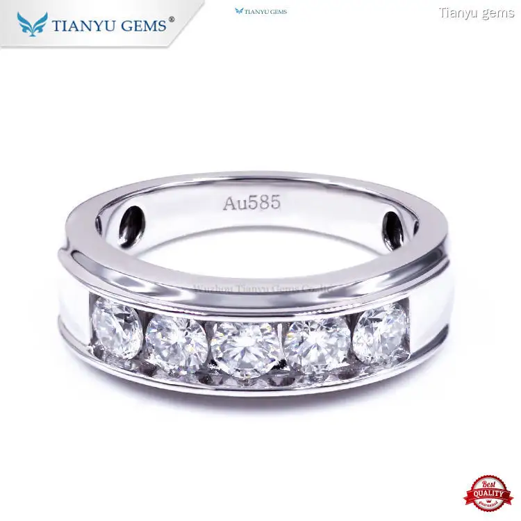 Custom mens gold wedding band with diamonds Company | Tianyu gems 1