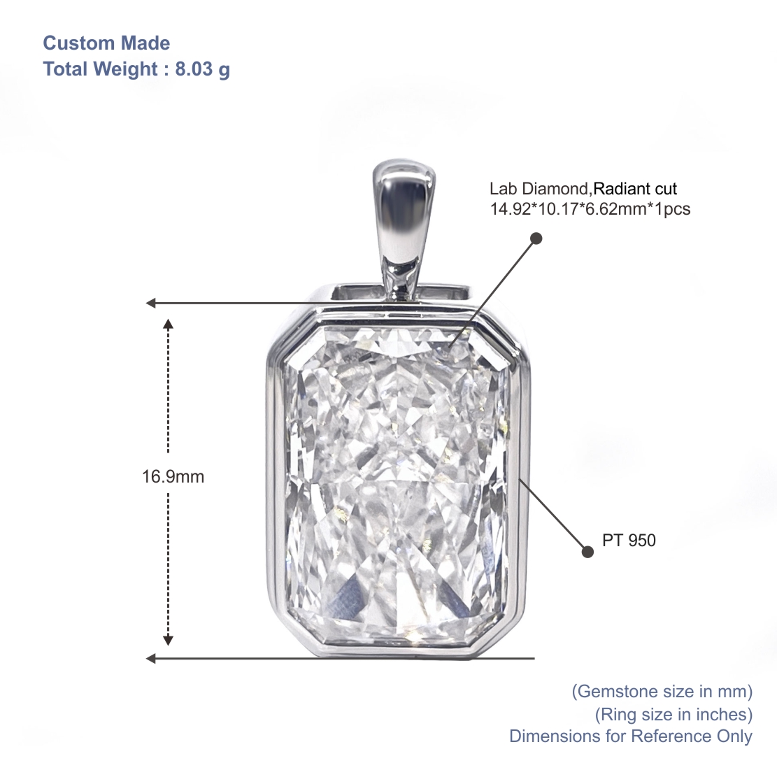 Подвеска с бриллиантом лучистой огранки, закрепленным в оправе. 8