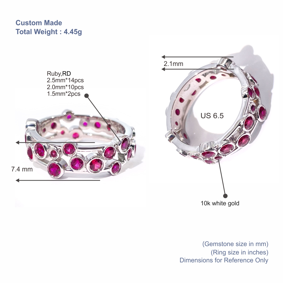 Set Cincin dan Anting Ruby Emas Putih 10K – Set Perhiasan Ruby Potongan Bulat 9