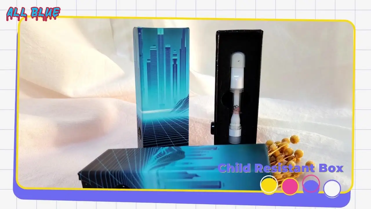 Quality Wholesale Vape Carts Child Resistant Packaging Boxes With Child Proof Button Manufacturer | All Blue 1