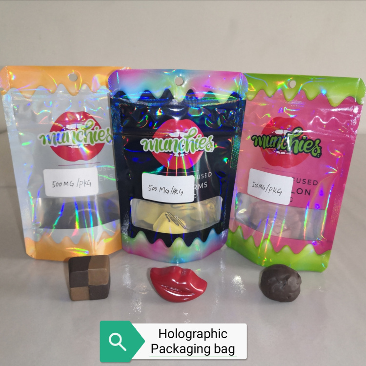 Most Popular Mylar Bag Packaging Custom Hologram Small Pouch Mylar Mini Ziplock Bags Custom Printed Plastic Bag 11