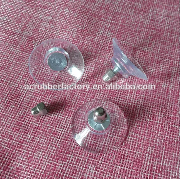 30mm diameter strong vacuum PVC M4 stud and metal cap clear suction cup 1